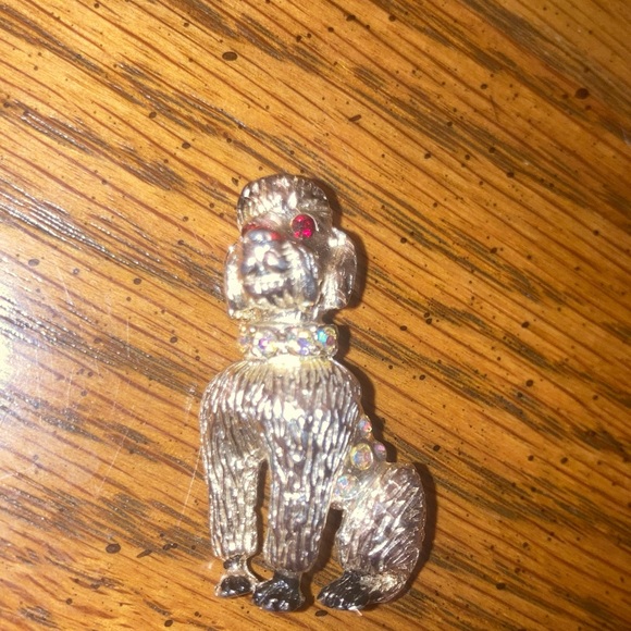 Poodle Brooch Jeweled Eyes - Golden - Picture 5 of 5